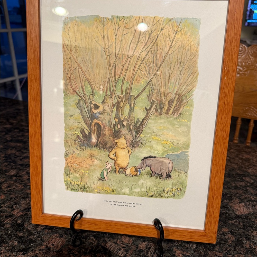 Framed vintage print of classic Winnie the Pooh illustration by E.H. Shepard